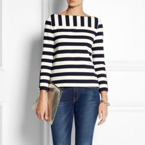 Tory Burch Blue Augusta Striped Jersey Top